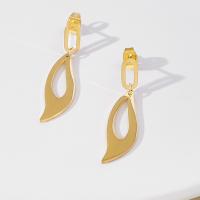 Titanium Steel  Earring, fashion jewelry & for woman, golden, 38x10mm, Sold By Pair