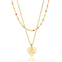 Multi Layer Necklace 304 Stainless Steel with 1.97inch extender chain 18K gold plated Double Layer & fashion jewelry & for woman golden Length Approx 17.72 Inch Approx 14.96 Inch Sold By PC