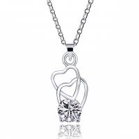 Tibetan Style Jewelry Necklace, with 5cm extender chain, Heart, silver color plated, for woman & with rhinestone & hollow, nickel, lead & cadmium free, 21mm, Length:Approx 45 cm, Sold By PC