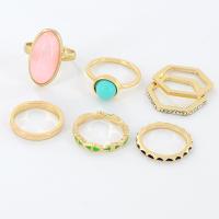 Tibetan Style Ring Set, with Resin, plated, 7 pieces & for woman & enamel & with rhinestone, more colors for choice, nickel, lead & cadmium free, Sold By Set