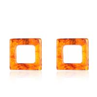 Acrylic Jewelry Earring, Square, for woman & hollow, more colors for choice, 20x20mm, Sold By Pair