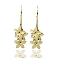 Tibetan Style Drop Earrings, Flower, plated, for woman & frosted, more colors for choice, nickel, lead & cadmium free, 27x90mm, Sold By Pair
