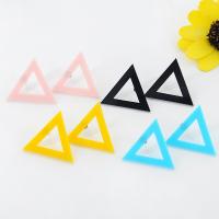 Tibetan Style Stud Earring, Acrylic, Triangle, for woman & hollow, more colors for choice, 34mm, Sold By Pair