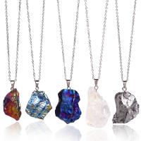 Gemstone šperky náhrdelník, Přírodní kámen, s 5cm extender řetězce, Nepravidelné, pro ženy, více barev na výběr, nikl, olovo a kadmium zdarma, Délka Cca 45 cm, Prodáno By PC