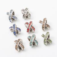 Tibetan Style European Beads, Letter X, silver color plated, DIY & with rhinestone, more colors for choice, nickel, lead & cadmium free, 10-15mm, Approx 50PCs/Bag, Sold By Bag