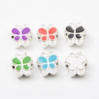 Zinc Alloy European Beads Butterfly silver color plated DIY & enamel nickel lead & cadmium free 10-15mm Approx Sold By Bag