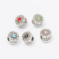 Zinc Alloy European Beads Flat Round silver color plated DIY & with rhinestone nickel lead & cadmium free 10-20mm Approx Sold By Bag