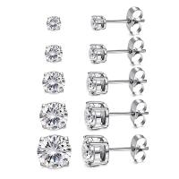Cubic Zirconia Micro Pave Brass Earring plated Unisex & micro pave cubic zirconia nickel lead & cadmium free Sold By PC