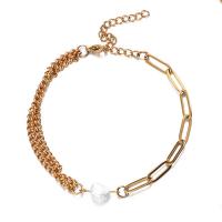 Freshwater Cultured Pearl Bracelet 304 Stainless Steel with Freshwater Pearl with 1.97inch extender chain fashion jewelry & for woman 4mm 5-8mm Length Approx 6.69 Inch Sold By PC