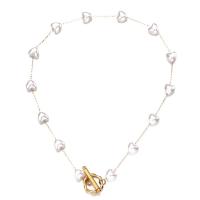Plastové perlový náhrdelník, 304 Stainless Steel, s Plastové Pearl, módní šperky & pro ženy, více barev na výběr, 8mm, Délka Cca 13.78 inch, Prodáno By PC