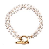 Kunststoff -Armband, 304 Edelstahl, mit Kunststoff Perlen, drei Schichten & unterschiedliche Länge der Wahl & für Frau, keine, verkauft von PC