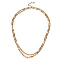 Multi Layer Necklace, 304 Stainless Steel, with 1.97inch extender chain, Double Layer & fashion jewelry & for woman, more colors for choice, Length:Approx 17.72 Inch, Approx 18.11 Inch, Sold By PC