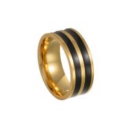 Titanium Steel Finger Ring, different size for choice & for man & enamel, golden, 8x2mm, Sold By PC
