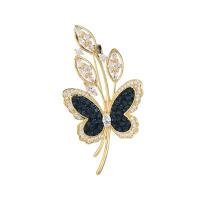 Cubic Zirconia Brooch, Brass, Butterfly, plated, vintage & micro pave cubic zirconia & for woman, more colors for choice, nickel, lead & cadmium free, 26x52mm, Sold By PC