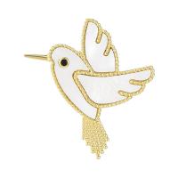 Shell Brooch Brass with Cubic Zirconia & Shell Hummingbird gold color plated for woman nickel lead & cadmium free Sold By PC