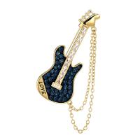 Cubic Zirconia Brooch, Brass, Guitar, plated, micro pave cubic zirconia & for woman, more colors for choice, nickel, lead & cadmium free, 19x45mm, Sold By PC