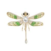 Cubic Zirconia Brooch, Brass, Dragonfly, gold color plated, micro pave cubic zirconia & for woman, nickel, lead & cadmium free, 53x48mm, Sold By PC