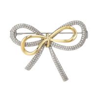 Cubic Zirconia Brooch, Brass, Bowknot, plated, micro pave cubic zirconia & for woman, nickel, lead & cadmium free, 32x42mm, Sold By PC