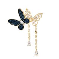 Cubic Zirconia Brooch, Brass, Butterfly, plated, micro pave cubic zirconia & for woman, more colors for choice, nickel, lead & cadmium free, 50x72mm, Sold By PC