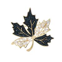 Cubic Zirconia Brooch Brass Maple Leaf plated vintage & micro pave cubic zirconia & for woman nickel lead & cadmium free Sold By PC