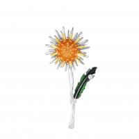 Enamel Brooch, Brass, with Cubic Zirconia, Dandelion, plated, for woman, nickel, lead & cadmium free, 33.60x63.80mm, Sold By PC