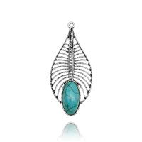 Turquoise Pendant Zinc Alloy with turquoise antique silver color plated vintage & hollow green Approx 2mm Sold By PC