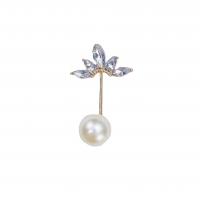 Plastic Pearl Brooch, Brass, with Plastic Pearl, plated, micro pave cubic zirconia & for woman, more colors for choice, 15-42mm, Sold By PC