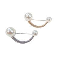 Plástico Broche Perla, aleación de zinc, con Perlas plásticas, chapado, Estilo coreano & para mujer, más colores para la opción, 55x25mm, Vendido por UD