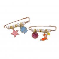 Enamel Brooch Zinc Alloy with Plastic Pearl gold color plated for woman & with rhinestone 50-70mm Sold By PC