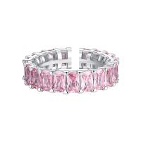 Kubieke Circonia Micro Pave Brass Ring, Messing, platinum plated, verstelbaar & micro pave zirconia & voor vrouw, meer kleuren voor de keuze, Gat:Ca 1mm, Maat:6-8, Verkocht door PC