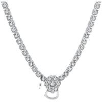 Brass Necklace, with 5cm extender chain, platinum color plated, for woman & with rhinestone, Length:Approx 45 cm, Sold By PC