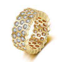 Kubieke Circonia Micro Pave Brass Ring, Messing, Geometrisch Patroon, plated, verschillende grootte voor keus & micro pave zirconia & voor vrouw, meer kleuren voor de keuze, nikkel, lood en cadmium vrij, 10mm, Gat:Ca 2mm, Maat:5-10, Verkocht door PC