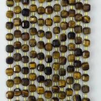 Tigerauge Perlen, Quadrat, natürlich, verschiedene Größen vorhanden & facettierte, gelb, 6mm, verkauft per ca. 14.96 ZollInch Strang