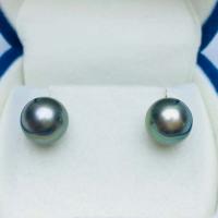 perles Akoya cultivées boucle d oreille dormeuse, bijoux de mode & pour femme, vert malachite, 9-10mm, Vendu par paire