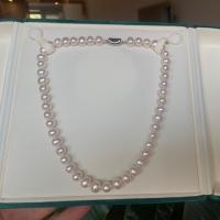 Пресноводные жемчуги Ожерелье, ювелирные изделия моды & Женский, белый, 9-10mm, длина Приблизительно 45 см, продается PC