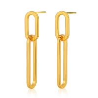 Brass Drop Earring, 18K gold plated, fashion jewelry & for woman, golden, 57mm, Sold By Pair