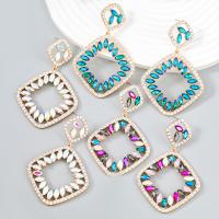 Rhinestone náušnice, Zinek, módní šperky & pro ženy & s drahokamu, více barev na výběr, 74x51mm, Prodáno By Pair