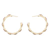 Boucle d'oreille strass, alliage de zinc, Placage de couleur d'or, bijoux de mode & pour femme & avec strass, deux couleurs différentes, 37x37mm, Vendu par paire