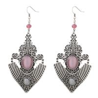 Boucles d'oreilles en alliage de zinc, avec résine, bijoux de mode & pour femme, deux couleurs différentes, 99x46mm, Vendu par paire