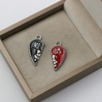 Tibetan Style Enamel Pendants, Heart, antique silver color plated, vintage & DIY & for couple, mixed colors, nickel, lead & cadmium free, 15.30x32x2.80mm, 2PCs/Pair, Sold By Pair