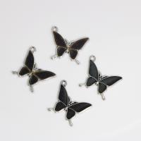 Zinc Alloy Enamel Pendants Butterfly silver color plated DIY & change their color according to the temperature black nickel lead & cadmium free Sold By PC