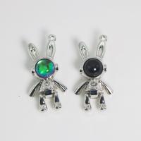 Cats Eye Pendants Zinc Alloy with Cats Eye Rabbit silver color plated cute & DIY nickel lead & cadmium free Sold By PC