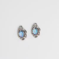 Cats Eye Pendants Zinc Alloy with Cats Eye silver color plated DIY light blue nickel lead & cadmium free Sold By PC