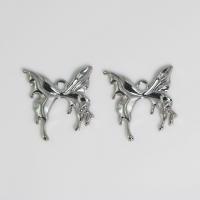 Zinc Alloy Pendants Butterfly silver color plated DIY nickel lead & cadmium free Sold By PC