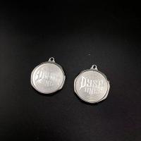 Zinc Alloy Pendants Flat Round silver color plated vintage & DIY & brushed nickel lead & cadmium free Sold By PC