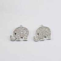 Tibetan Style Animal Pendants, Elephant, silver color plated, DIY & with rhinestone, nickel, lead & cadmium free, 42.30x37.50x3.70mm, Sold By PC