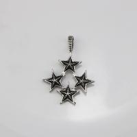 Цинкового сплава звезда кулон, цинковый сплав, Звезда, плакированный цветом под старое серебро, Винтаж & DIY, не содержит никель, свинец, 45x61x6mm, продается PC