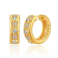 Cubic Zirconia Micro Pave Brass Earring, 18K gold plated, fashion jewelry & micro pave cubic zirconia & for woman, golden, nickel, lead & cadmium free, 6x18mm, Sold By Pair