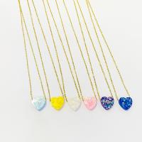 Stainless Steel Jewelry Necklace, 304 Stainless Steel, with Resin, Heart, fashion jewelry & for woman, more colors for choice, 12mm, Length:Approx 17.72 Inch, Sold By PC