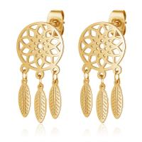 Stainless Steel Drop Earring, Titanium Steel, Dream Catcher, fashion jewelry & for woman, more colors for choice, 32x15mm, Sold By Pair